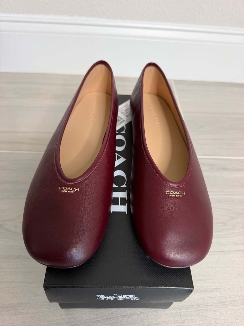 Coach Houston Leather Ballet Flats Merlot Burgundy Women’s Size 9B